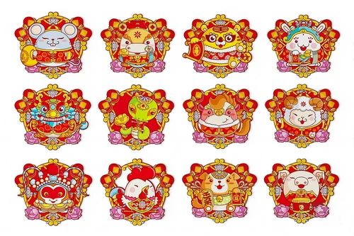 新中式十二生肖年画剪纸3d模型