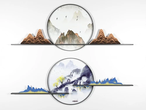 新中式禅意山脉挂件3d模型