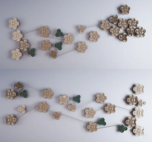 新中式梅花墙饰挂件3d模型