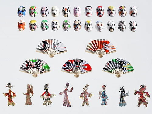 中式京剧脸谱皮影戏挂件3d模型