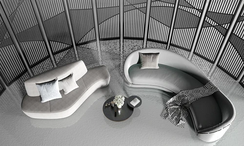 现代布艺弧形沙发茶几3d模型