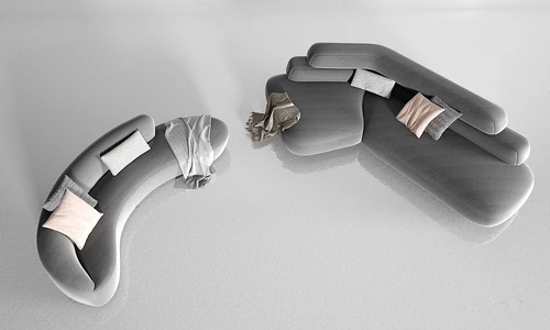 现代布艺弧形沙发3d模型