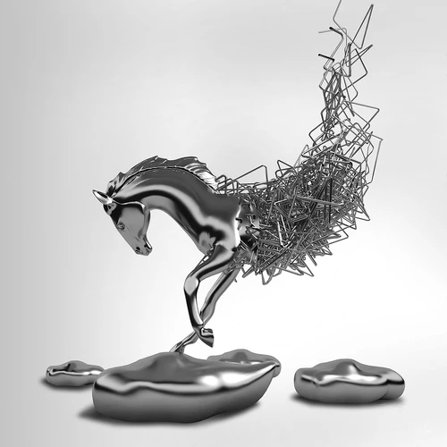 现代金属艺术马雕塑3d模型