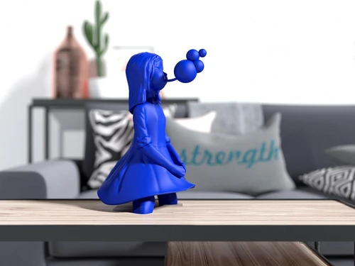 现代吹泡泡女孩雕塑摆件3d模型