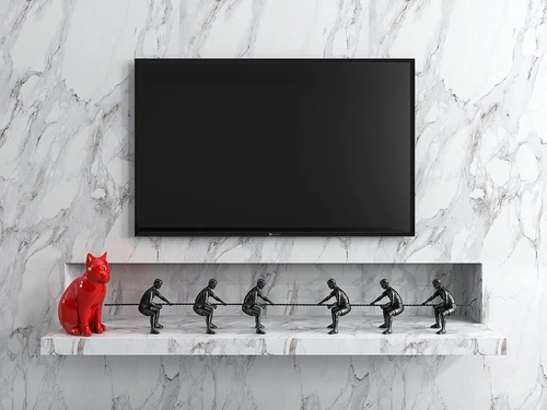 现代拔河人物猫咪雕塑摆件3d模型