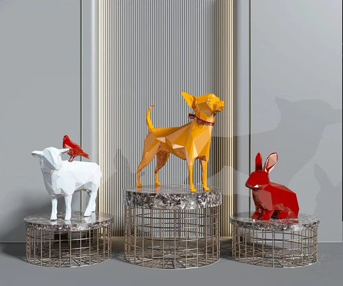现代几何动物雕塑摆件3d模型