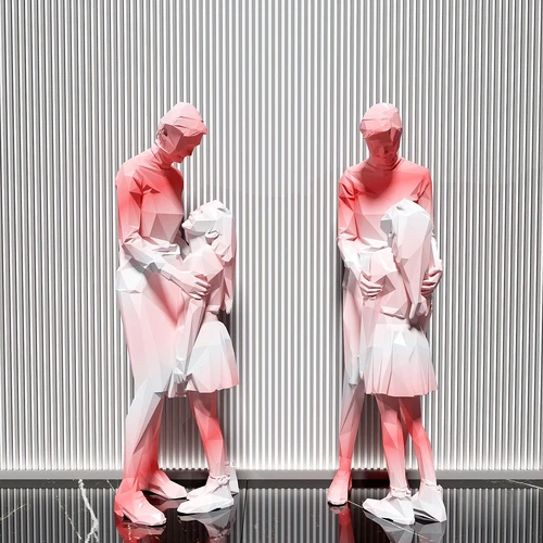 现代母子人物雕塑3d模型