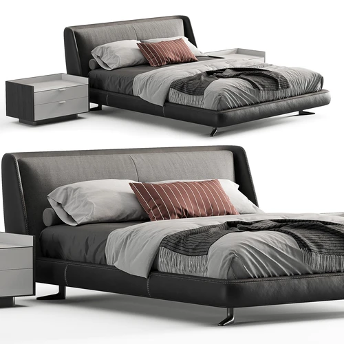 Minotti 现代皮革双人床