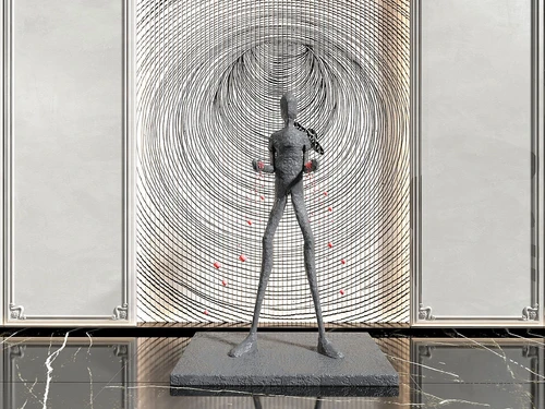 现代抽象人物雕塑摆件3d模型