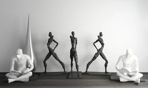 现代抽象人物阅读雕塑3d模型