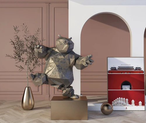 现代功夫熊猫雕塑3d模型