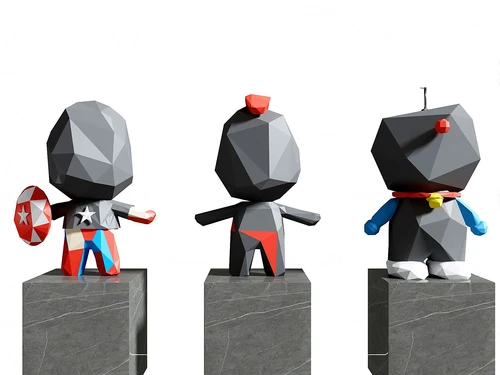 现代几何卡通人物雕塑3d模型