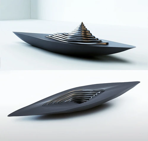 现代极简漩涡雕塑摆件3d模型