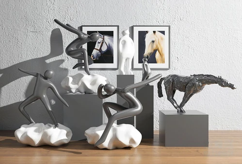 现代雕塑挂画摆件组合3d模型
