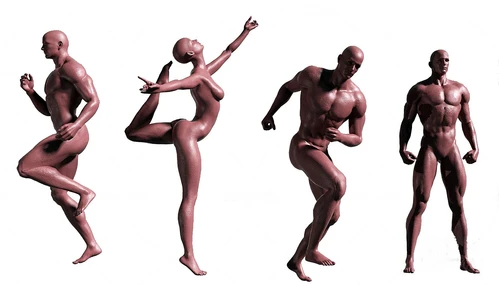 现代运动裸体人物雕塑3d模型