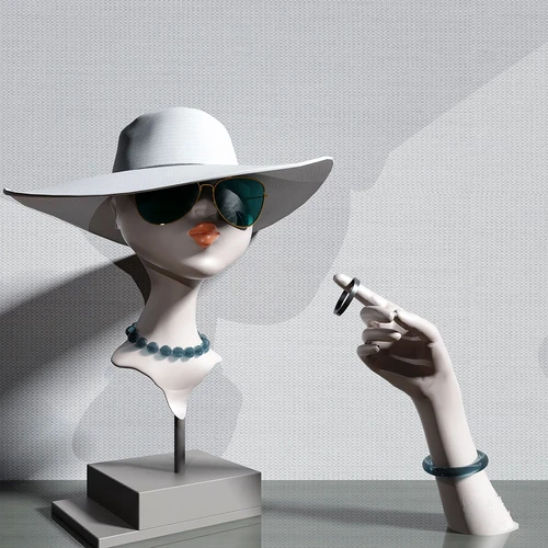 现代礼帽女士雕塑3d模型
