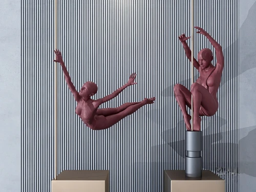 现代人物芭蕾雕塑3d模型