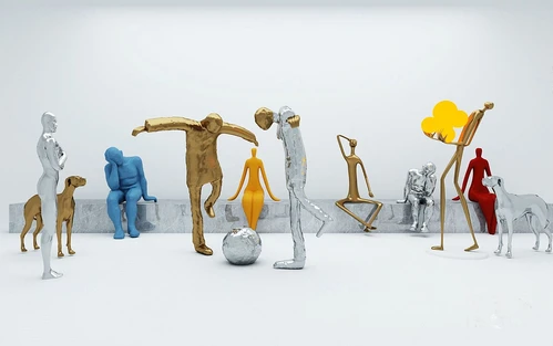 现代抽象人物雕塑3d模型