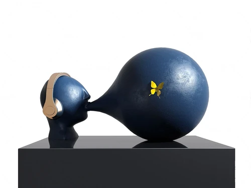 现代人物吹泡泡雕塑3d模型