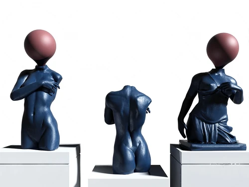 现代泡泡人物雕塑3d模型