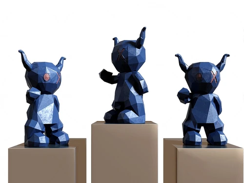 现代几何公仔雕塑3d模型