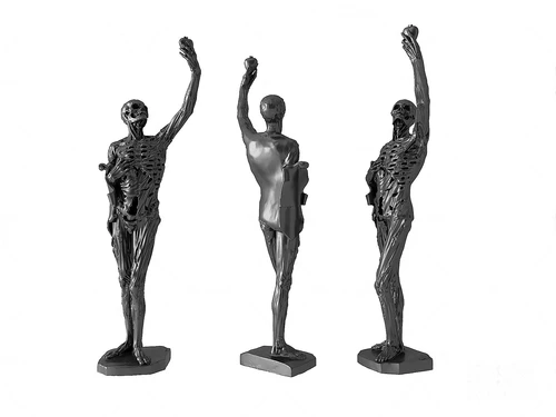 现代骷髅人物雕塑3d模型
