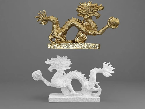 现代龙镀金雕塑3d模型