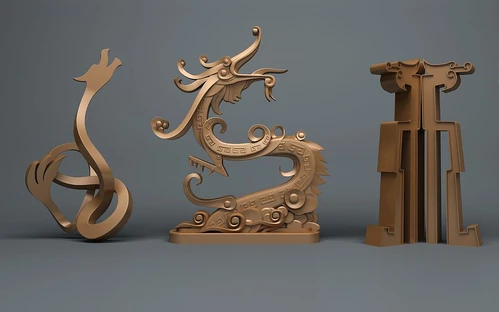 现代龙雕塑3d模型