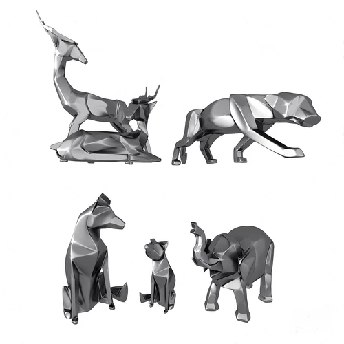 现代金属几何动物雕塑3d模型