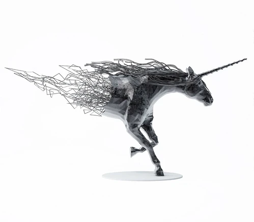 现代独角兽雕塑3d模型