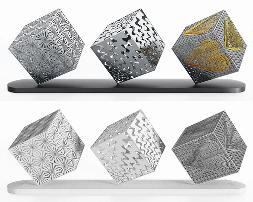 现代不锈钢方形雕塑3d模型