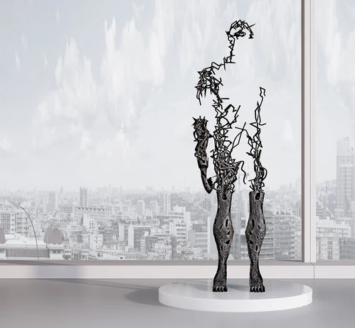 现代人形破败雕塑3d模型