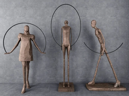现代抽象人物雕塑3d模型