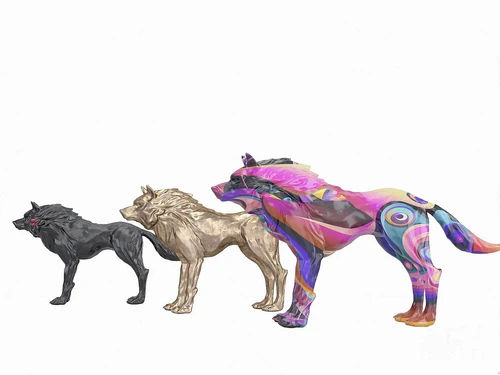 现代网红狼雕塑3d模型