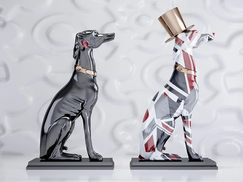 现代迎宾犬雕塑摆件3d模型