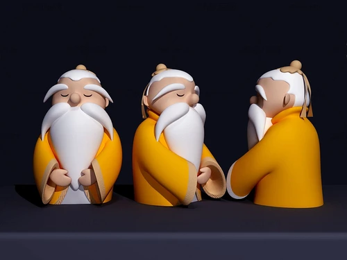 现代卡通老人3d模型