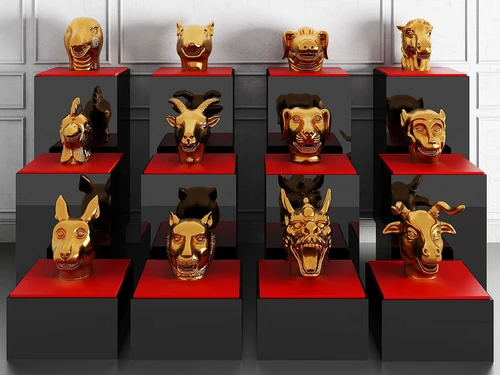 现代十二生肖铜像雕塑3d模型