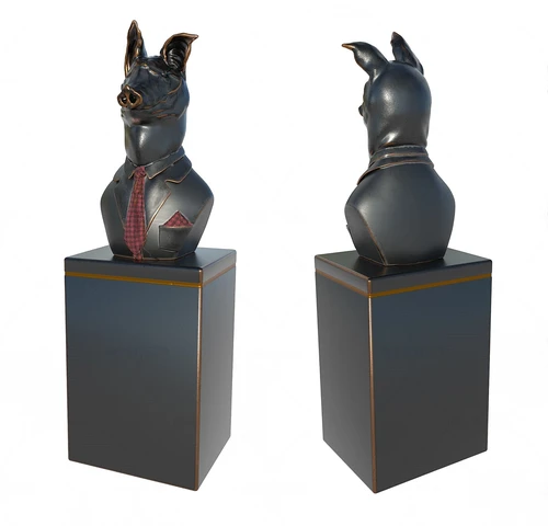 现代猪头雕塑3d模型