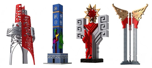 现代广场地标景观雕塑3d模型