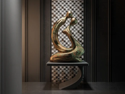 现代金属人物雕塑3d模型