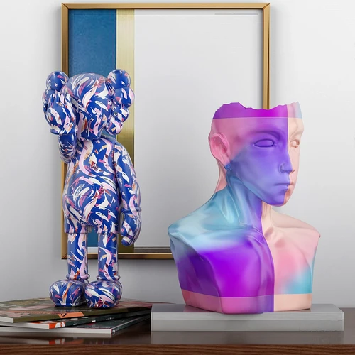 现代炫彩人身雕塑3d模型