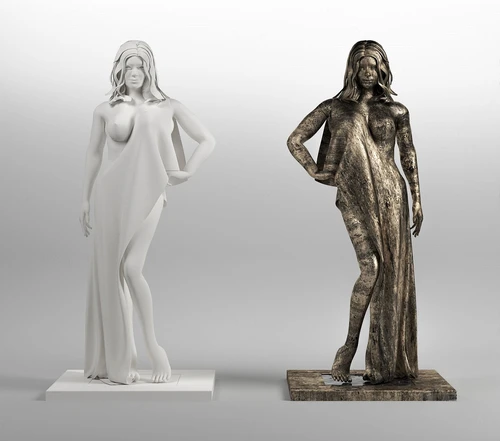 现代女士金属雕塑3d模型