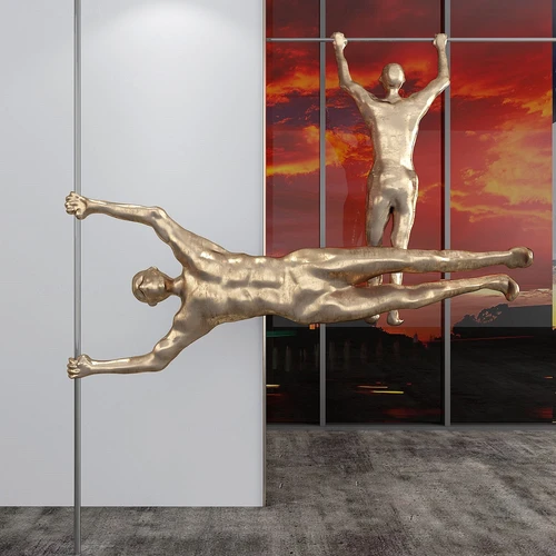 现代金属人物雕塑3d模型