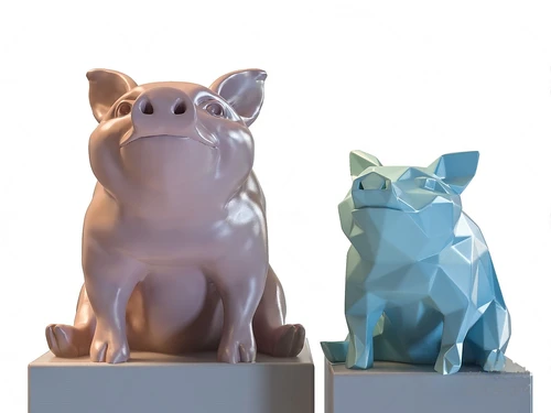 现代小猪雕塑3d模型
