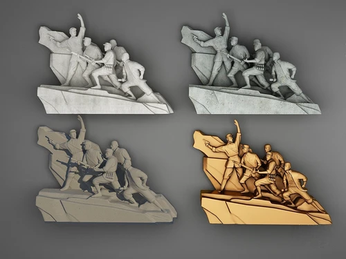 现代红军抗战雕塑3d模型