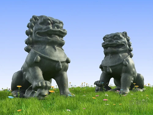 现代石狮雕塑3d模型