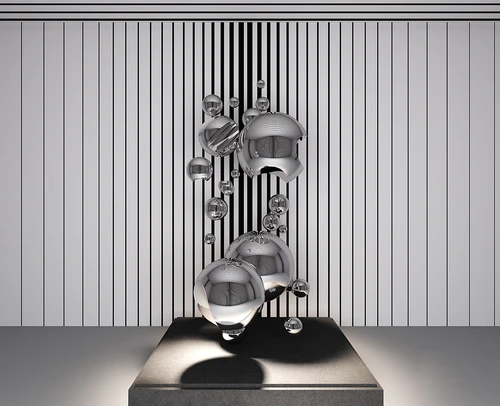 现代玻璃水珠雕塑3d模型