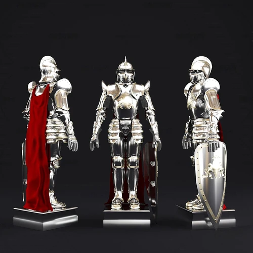 现代铁甲战士雕塑3d模型
