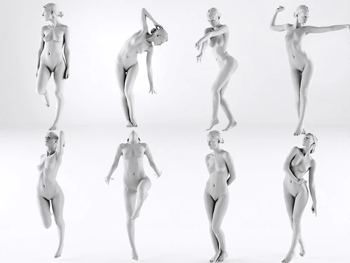 现代女性人体雕塑3d模型