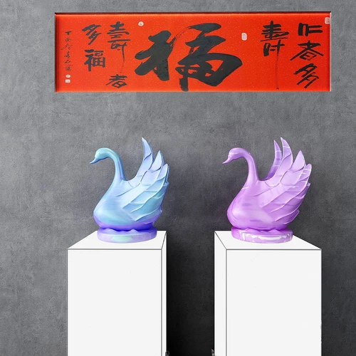 现代陶瓷天鹅雕塑摆件3d模型